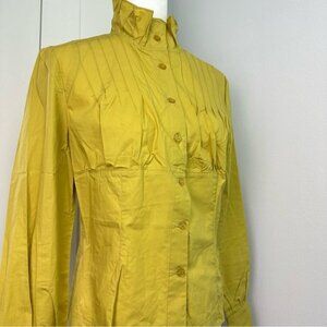 Lujiaer Pleated Mock neck Button Down Shirt Size Medium